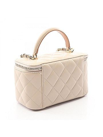 Chanel Chanel Matelassé Vanity Bag, 2-Way Shoulder Bag/Handbag, Lambskin Leather, Women's, Beige (AP2199) (view 2)