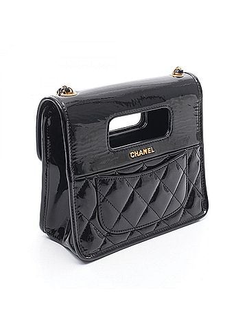 Chanel Chanel Matelassé Top Handle Mini Flap Bag Shoulder Handbag Patent Leather Women's Black AS4025 B10887 94305 (view 2)