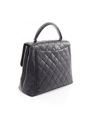 Chanel Chanel Matelassé Top Handle Handbag, Caviar Leather (Grained Calfskin), Women's, Black (view 2)