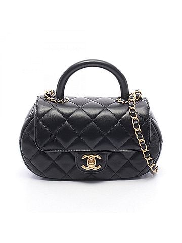Chanel Chanel Matelassé Top Handle 2-Way Shoulder Bag/Handbag, Lambskin Leather, Women's, Black (view 1)