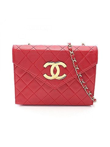 Chanel Chanel Matelassé Shoulder Bag/Handbag with Large Coco Mark, Lambskin Leather, Women's, Red (view 1)