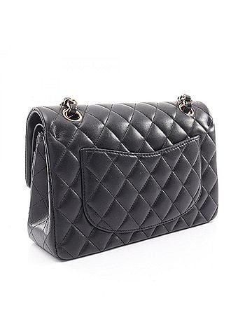 Chanel Chanel Matelassé Double Flap Chain Shoulder Bag/Handbag, Lambskin Leather, Women's, Black (view 2)