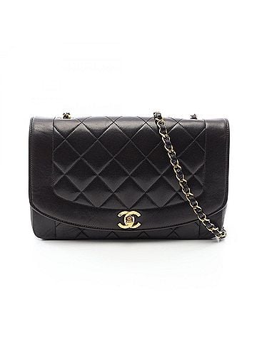 Chanel Chanel Matelassé Diana Flap Shoulder Bag/Handbag, Lambskin Leather, Women's, Black (A01165) (view 1)