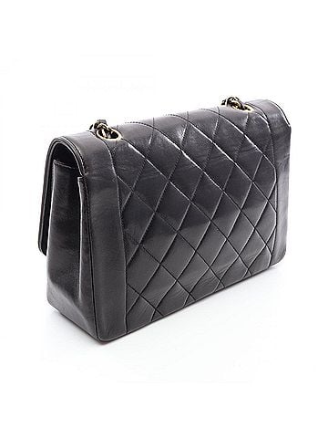 Chanel Chanel Matelassé Diana Flap Shoulder Bag/Handbag, Lambskin Leather, Women's, Black (A01165) (view 2)