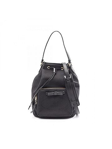 Prada Prada LOGO JACQUARD 2-Way Handbag, Canvas and Leather, Women's, Black, 1BH097 (view 1)