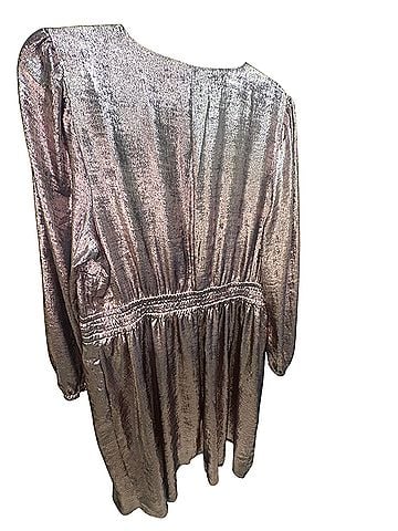 Lane Bryant Rose Gold Metallic Long Sleeve Wrap Dress Casual Dress (view 2)