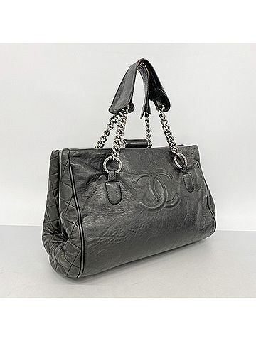 Chanel Chanel Tote Bag / Chain Leather Black Women's (view 2)