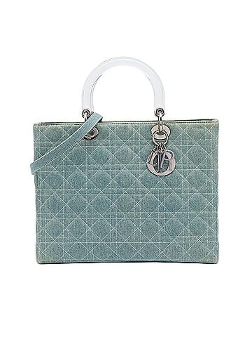 Dior Large Denim Cannage Acrylic Handles Lady Dior (view 1)