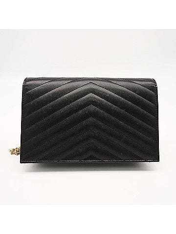 Yves Saint Laurent Yves Saint Laurent SAINT LAURENT PARIS Cassandra Envelope Chain Wallet 742920 (Grain de Poudre Leather) Shoulder Bag, Black, Women's (view 2)