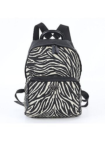 Prada Prada Zebra Triangle Logo Leather Backpack, Rucksack, Shoulder Bag, Handbag for Women (view 1)