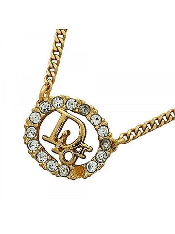 Christian Dior Christian Dior Necklace, Oval, GP Plated, Rhinestone, Gold, Women's (view 1)