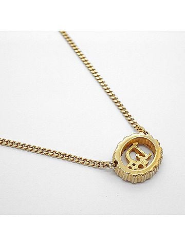 Christian Dior Christian Dior Necklace, Oval, GP Plated, Rhinestone, Gold, Women's (view 2)