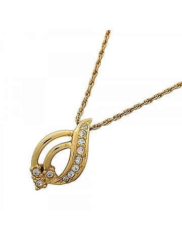 Christian Dior Christian Dior Necklace, GP Plated, Rhinestone, Gold, Women's (view 1)