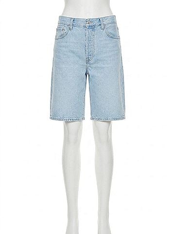 Pistola Nolan Relaxed Straight Cut Off Denim Shorts in Postcards Vintage (view 1)