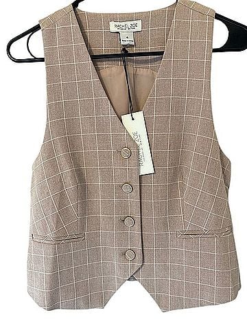 Rachel Zoe Taupe Windowpane Check Tailored Vest Vest (view 1)
