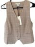 Rachel Zoe 55% Polyester 40% Rayon 5% Spandex 100% Polyester Checkered-gingham Tan White Vest Size 4 - photo 1
