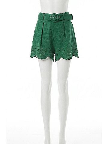 Adelyn Rae Olivia Embroidered Pleated Shorts in Green (view 1)