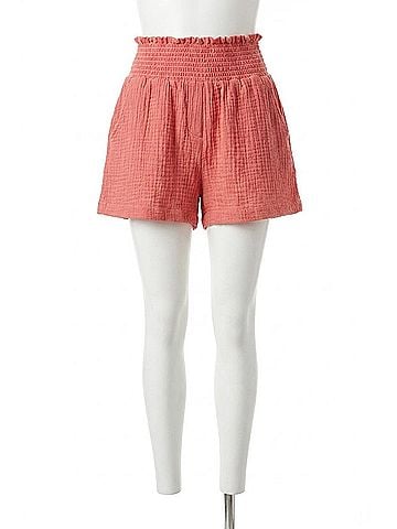Drew Zoe Gauze Short in Mango (view 1)