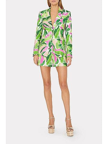Milly Painted Bloom Linen Short in Leaf Multi (view 2)
