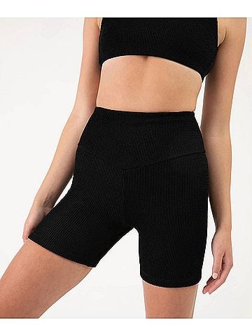 Bloch Women's High Waisted 5" Biker Shorts in Graphite (view 2)