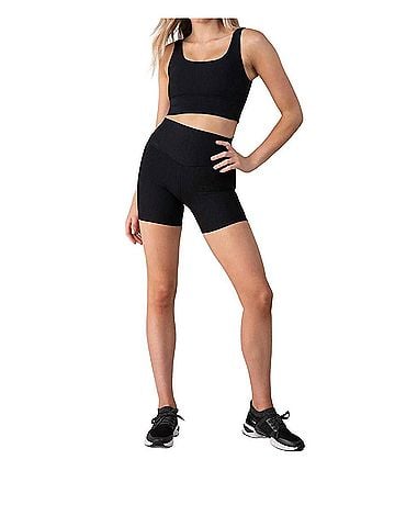 Bloch 5" Ribbed Biker Shorts in Ebony (view 2)