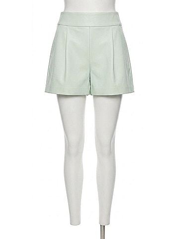 Susana Monaco Faux Leather Pleated Shorts in Mint Chip (view 1)