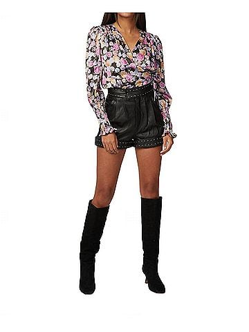 The Kooples Shorts With Studded Belt in Black (view 2)