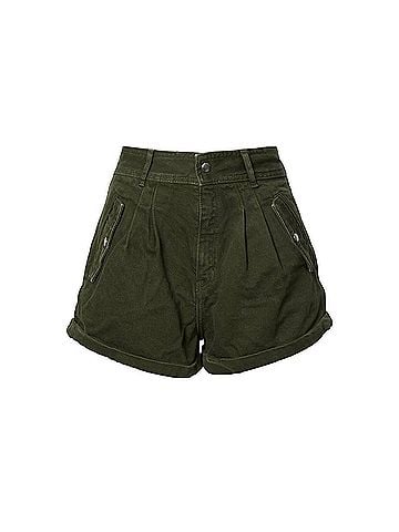 The Kooples Stretch Linen Khaki Shorts in Army Green (view 2)
