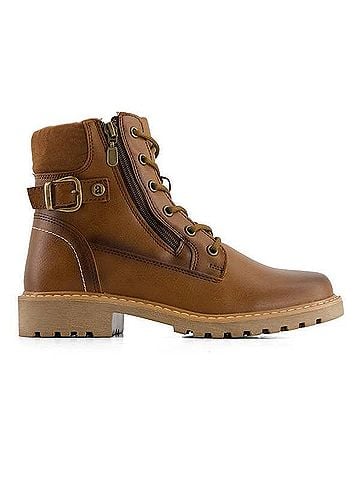 Andrea Women's Side Zipper Lace Up Boots in Honey (view 1)