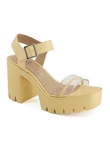 Andrea Women's Block Heel Sandal in Yellow (view 1)