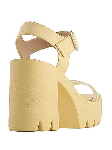 Andrea Women's Block Heel Sandal in Yellow (view 2)