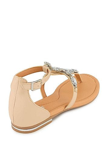 Andrea Women's Jewel Embellished Sandal in Bone (view 2)