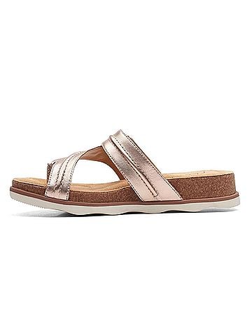 Clarks Women's Brynn Madi Flat Sandal in Rose Gold Leather (view 2)