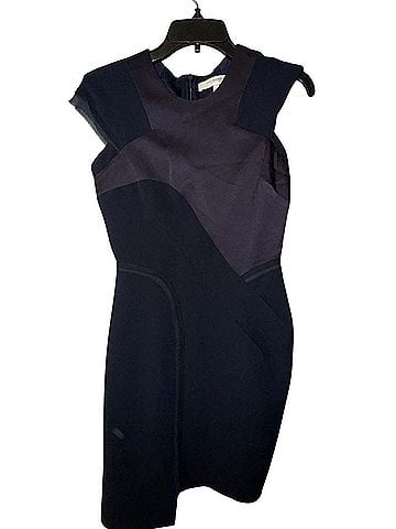 BCBGMAXAZRIA Runway Mixed Media Asymmetric Cap Sleeve Shift Dress Casual Dress (view 1)