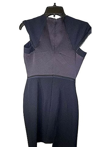 BCBGMAXAZRIA Runway Mixed Media Asymmetric Cap Sleeve Shift Dress Casual Dress (view 2)