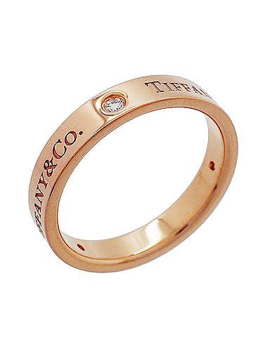 Tiffany & Co. Tiffany &amp; Co. Flat Band Ring, 3 Diamonds, 18K Pink Gold, Men's, OP001019 (view 1)