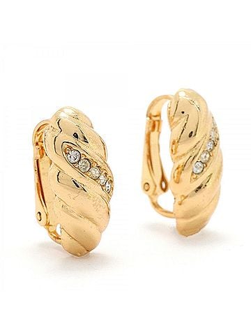 Christian Dior Christian Dior Earrings, GP Plated, Rhinestone, Gold, Women's (view 2)