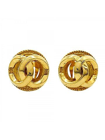 Chanel Chanel Earrings, Coco Mark Circle, GP Plated Gold, Women's (view 1)