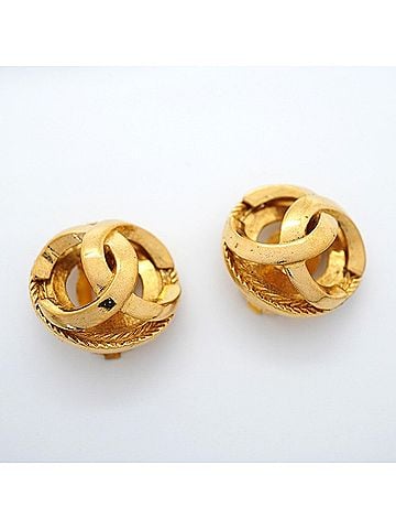 Chanel Chanel Earrings, Coco Mark Circle, GP Plated Gold, Women's (view 2)
