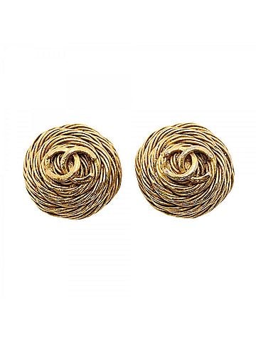 Chanel Chanel Earrings, Coco Mark Circle, GP Plated Gold, Women's (view 1)