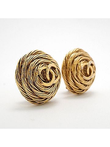 Chanel Chanel Earrings, Coco Mark Circle, GP Plated Gold, Women's (view 2)