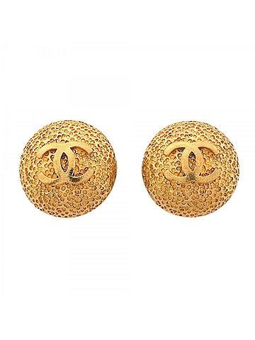 Chanel Chanel Earrings, Coco Mark Circle, GP Plated Gold, Women's (view 1)