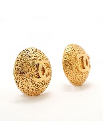 Chanel Chanel Earrings, Coco Mark Circle, GP Plated Gold, Women's (view 2)