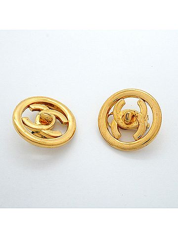 Chanel Chanel earrings, Coco Mark, turnlock, circle, GP plated, gold, women's. (view 2)