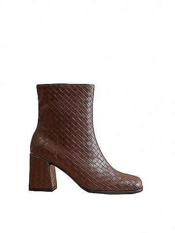 Oasis Society Women's Demi Woven Block Heel Ankle Boot in Coffee (view 1)