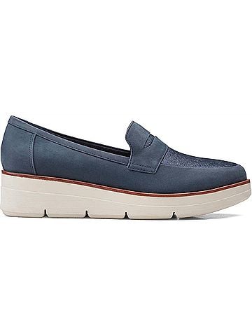 Clarks Women's Shaylin Step Loafer in Navy Combi Leather (view 1)