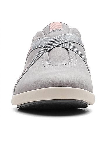 Clarks Women's Tamzen Step Slip On Shoes in Grey Nubuck (view 2)