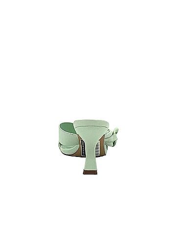 exe Women's Chain-Link Strap Heeled Slide Sandal in Green (view 2)