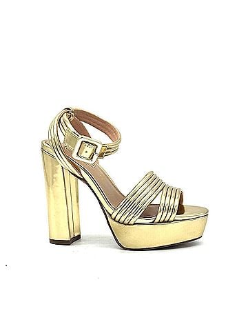 exe Women's Strap Platform Block Heel Sandal in Gold (view 1)