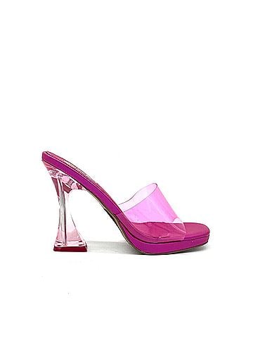 exe Women's Clear Sculptural Heel Slide in Pink (view 1)